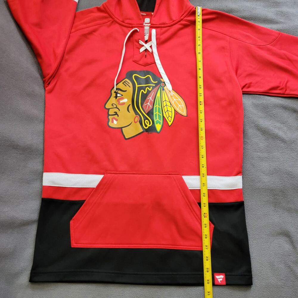 CHICAGO BLACKHAWKS Fanatics Hoodie Sweater Mens Medium Red Breakaway Lace Up - Picture 4 of 15